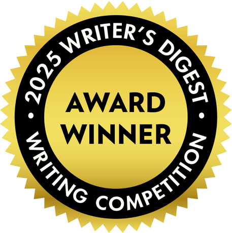 A gold seal with "AWARD WINNER" in the center and "2025 WRITER'S DIGEST WRITING COMPETITION" around the outer edge.